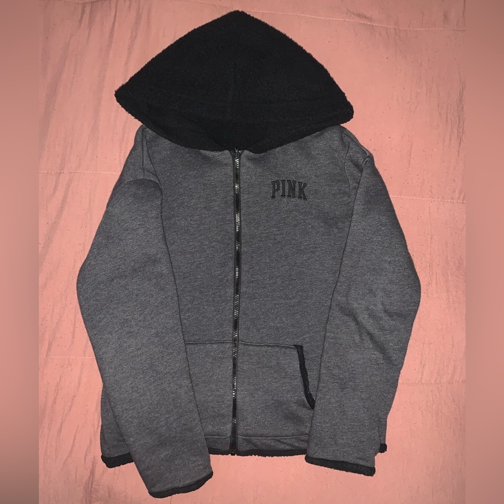 2000s Pink Victoria’s Secret Revers-able Sherpa Zip Up 🐈‍⬛